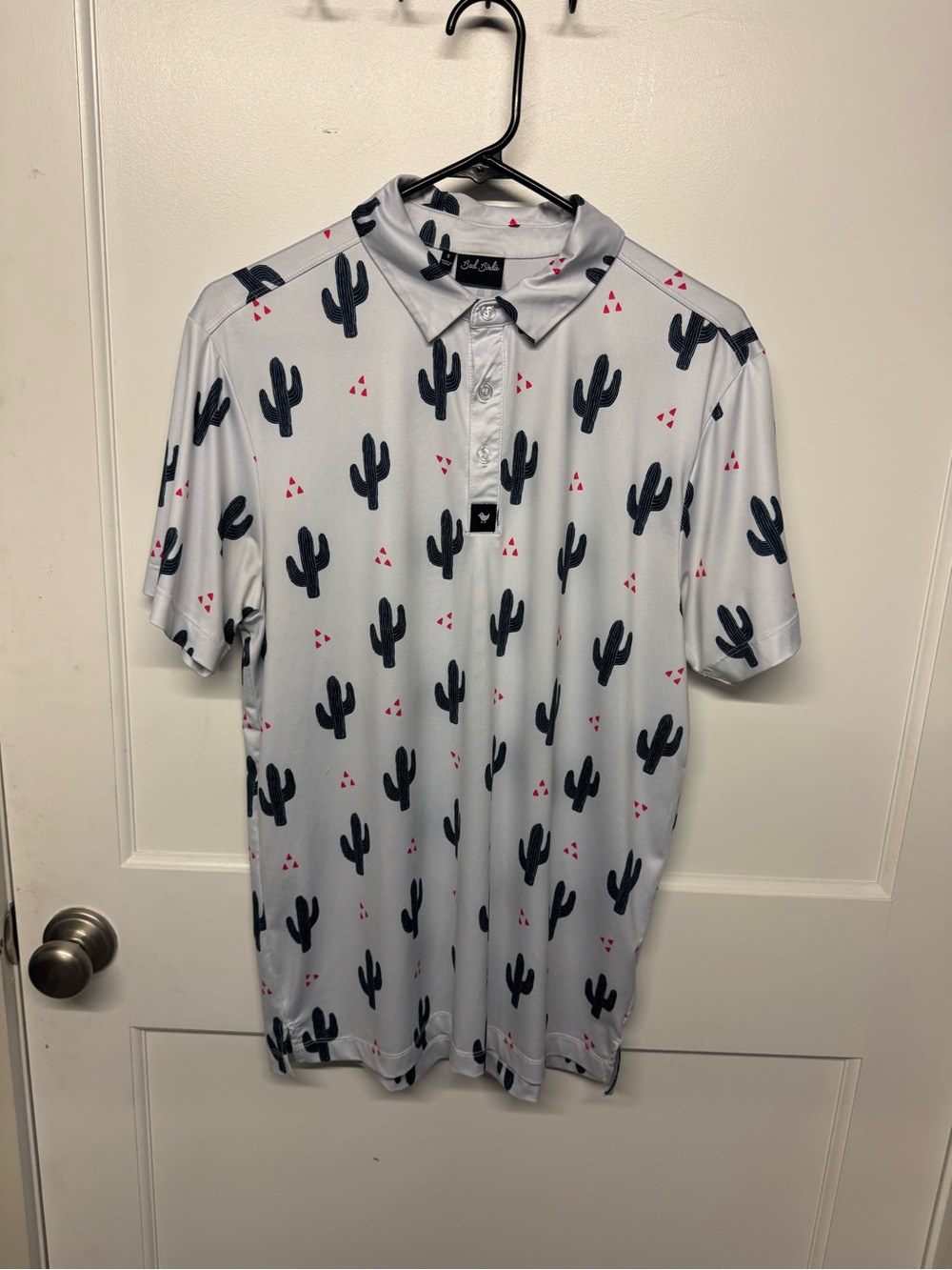 Bad Birdie Light Gray Scottsdale Cactus Print Polo